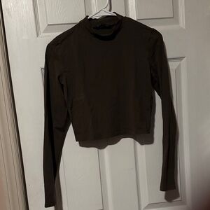 Zara Cropped Long Sleeve Top in Olive